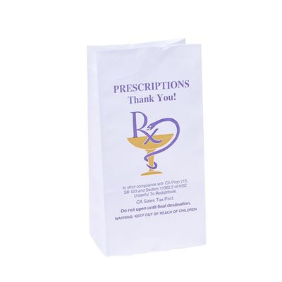 qualité  Food Grade BIODEGRADABLE Customized Logo Printed RX Prescription Medicine Water Resistant Paper Bag For Pharmacy usine