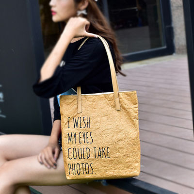 qualité  Recyclable Custom Washable Kraft Paper Bag Shopping Bags Women Handbags Ladies Tote Bag usine